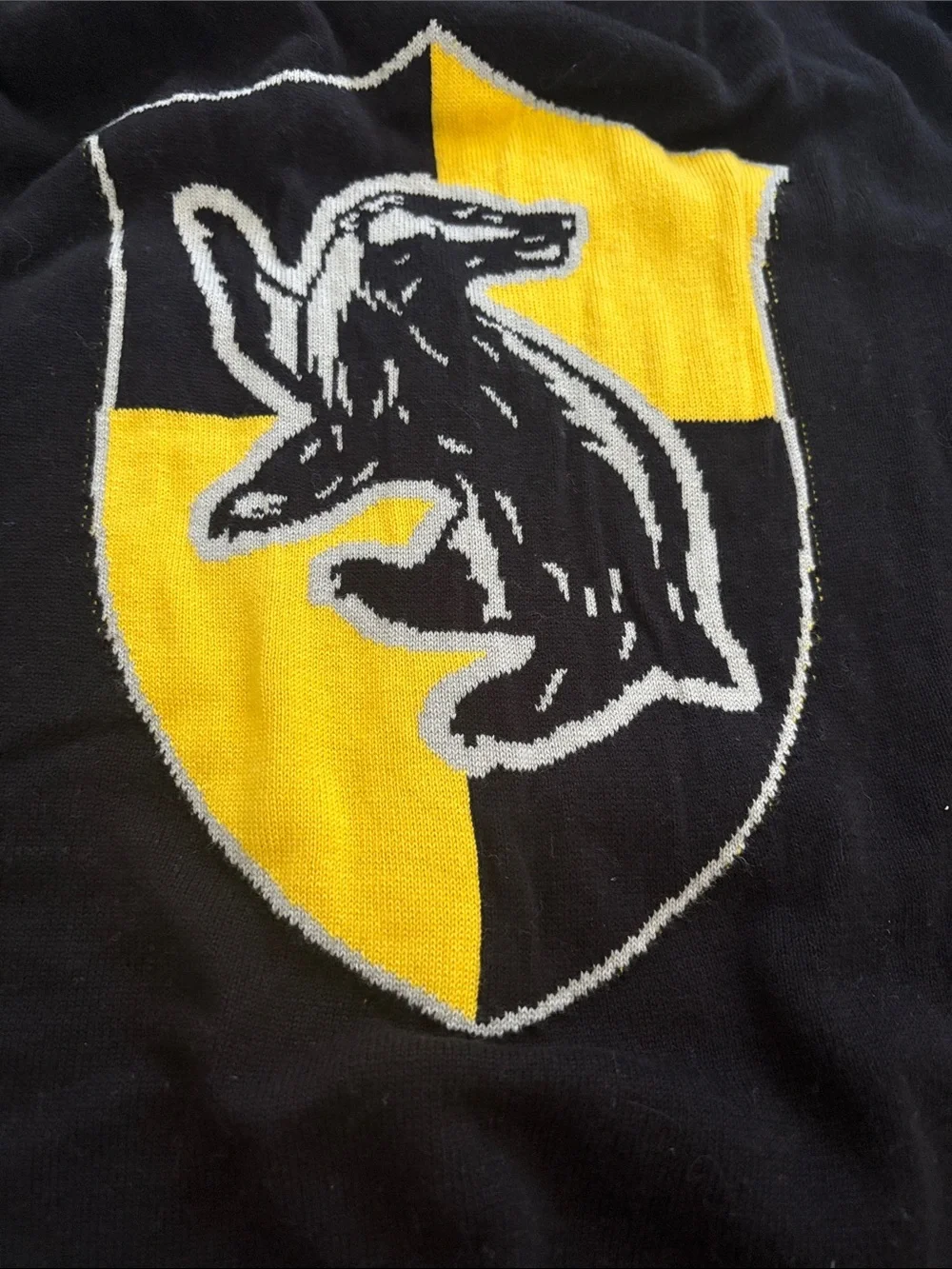 Hogwarts Hufflepuff House Cardigan Sweater Harry Potter Yellow Black Button Sz S